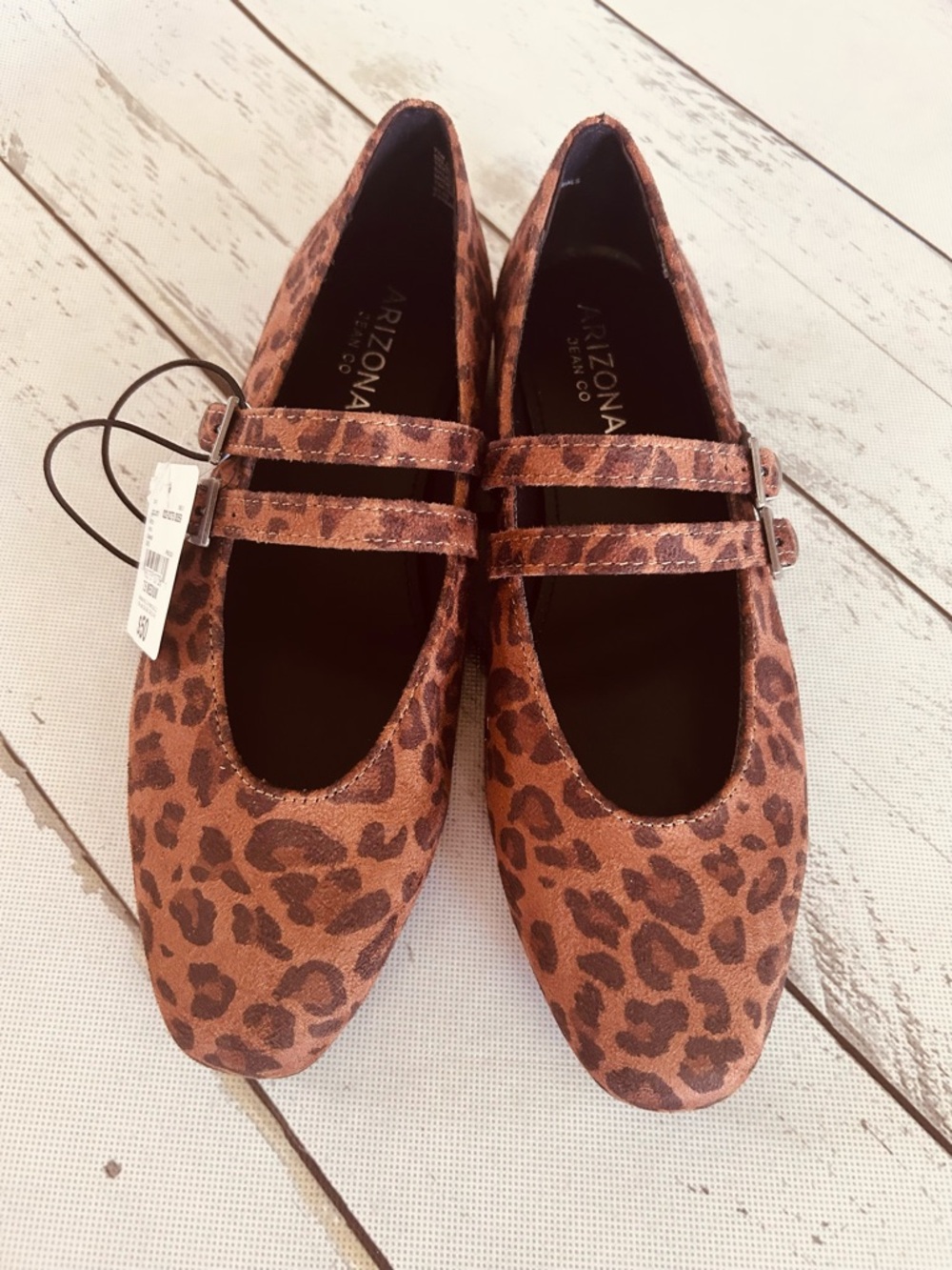 Arizona Leopard-Print Mary Jane Double Strap Flats - Sz. 7.5
